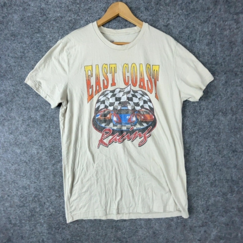 Aeropostale Graphic Tee Mens XL Beige East Coast Racing Short Sleeve T-Shirt
